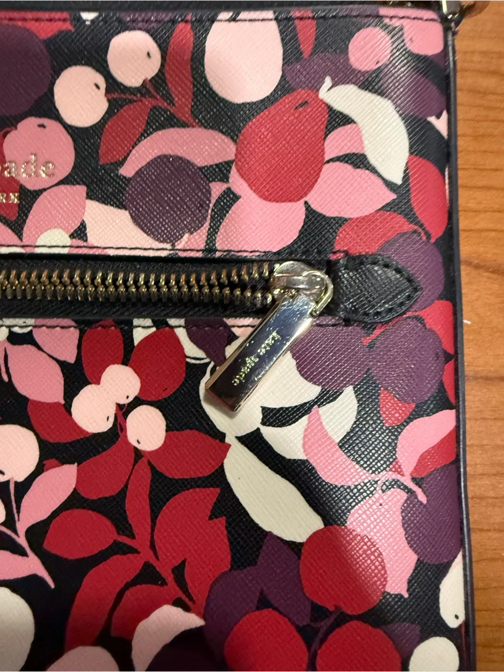 kate spade Pink Multi Floral Crossbody with Black Strap
